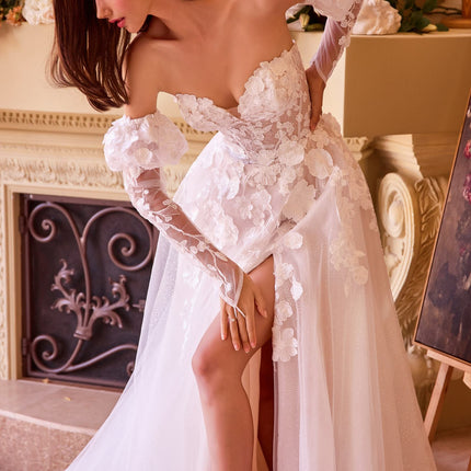 Andrea & Leo WL017 Dress Floral Applique Adorned Strapless Wedding Gown