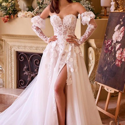 Andrea & Leo WL017 Dress Floral Applique Adorned Strapless Wedding Gown