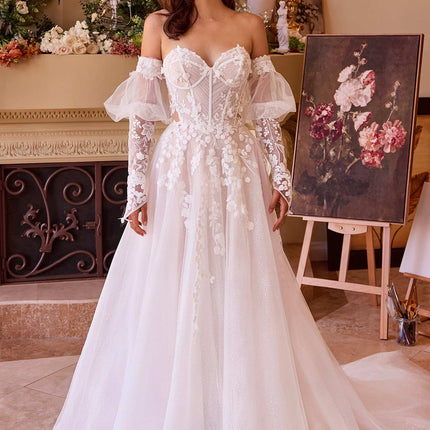 Andrea & Leo WL032 Gown Floral Appliqued Strapless Wedding Ball Gown