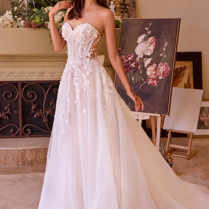 Andrea & Leo WL032 Gown Floral Appliqued Strapless Wedding Ball Gown