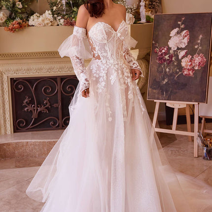 Andrea & Leo WL032 Gown Floral Appliqued Strapless Wedding Ball Gown