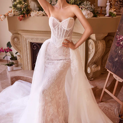 Andrea & Leo WL044 Dress Fitted Lace Wedding Dress & Removable Overskirt