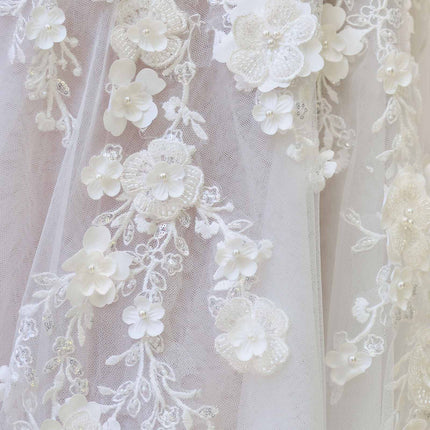 Andrea & Leo WL063 A-Line Wedding Gown Plunging Neckline Floral Straps