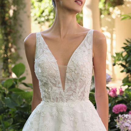 Andrea & Leo WL064 Deep V-Neckline A-Line Wedding Ball Gown