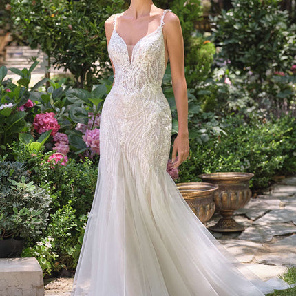 Andrea & Leo WL066 Fit and Flare Deep Illusion Wedding Gown