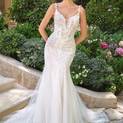 Andrea & Leo WL066 Fit and Flare Deep Illusion Wedding Gown