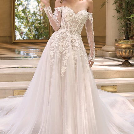 Andrea & Leo WL067 Off the Shoulder Sheer Illusion Sleeves Wedding Ball Gown