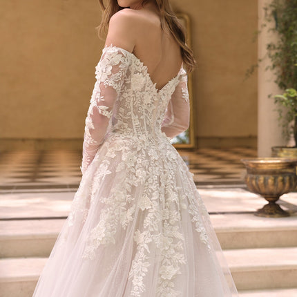 Andrea & Leo WL067 Off the Shoulder Sheer Illusion Sleeves Wedding Ball Gown
