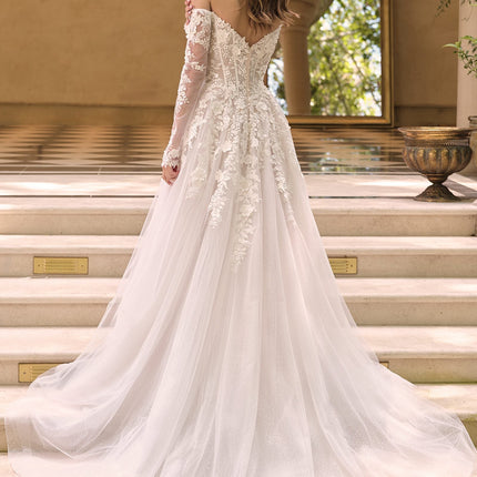 Andrea & Leo WL067 Off the Shoulder Sheer Illusion Sleeves Wedding Ball Gown