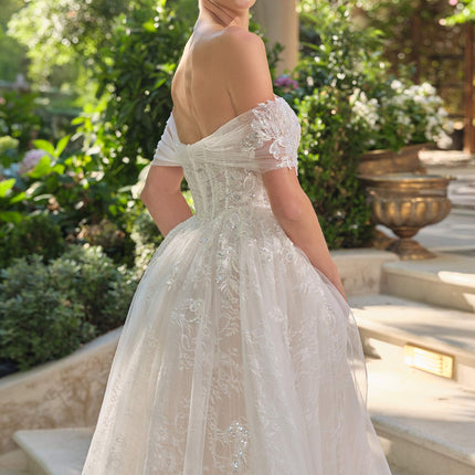 Andrea & Leo WL090 Embroidered Lace Tulle Off Shoulder Wedding Ball Gown