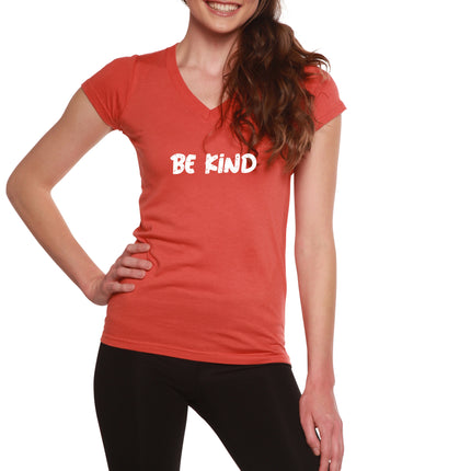 Be Kind Printed Women's Bamboo Viscose/Cotton V-Neck Cap Sleeve T-Shirt