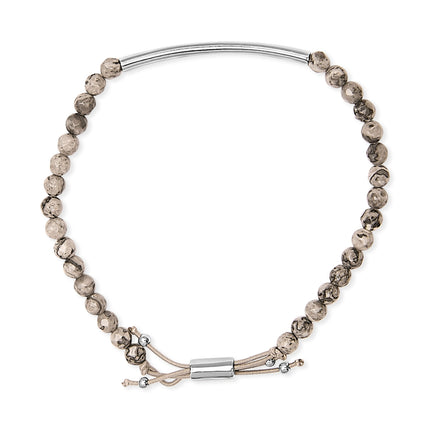 Sterling Silver Jasper Bead Station Bracelet Bolo Clasp