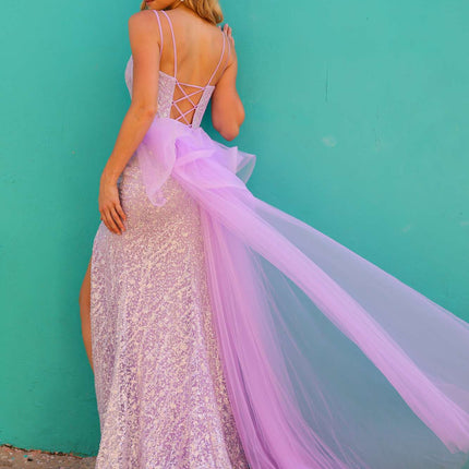 Nox Anabel Y1475 Long Sweetheart Ruffled Overskirt Fitted Evening Gown