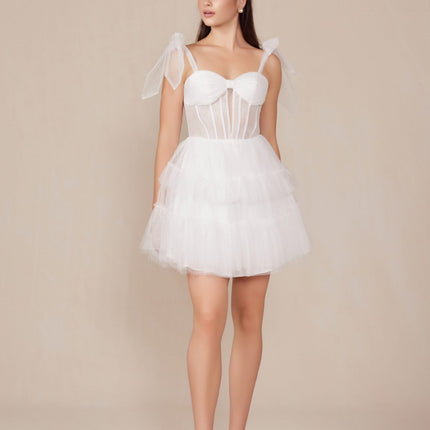 Nox Anabel Y858W Dress Short A-Line Ruffled Tiered Tulle Skirt