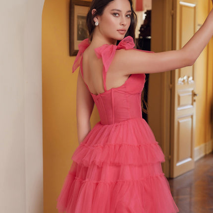 Nox Anabel Y858 Dress Short A-Line Ruffled Tiered Tulle Skirt