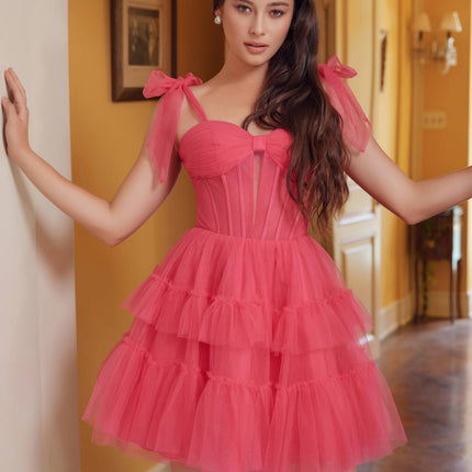Nox Anabel Y858 Dress Short A-Line Ruffled Tiered Tulle Skirt