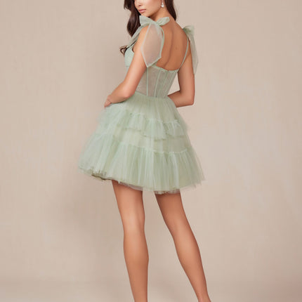 Nox Anabel Y858 Dress Short A-Line Ruffled Tiered Tulle Skirt