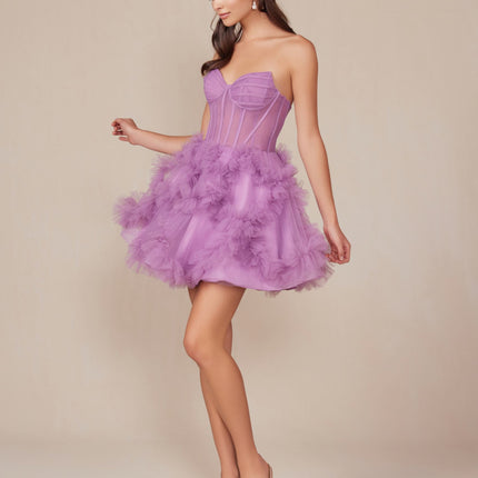 Nox Anabel Y859 Dress Strapless Sweetheart A-Line Ruffled Skirt