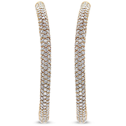 18K Rose Gold 6.90 Cttw Pave Set Diamond Inside Out Eternity Hoop Earrings (F-G Color, VS1-VS2 Clarity)