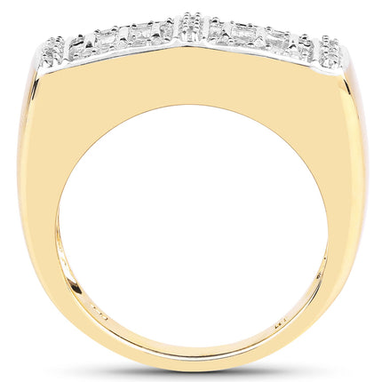 14K Yellow Gold Plated 0.19 Carat Genuine White Diamond .925 Sterling Silver Ring