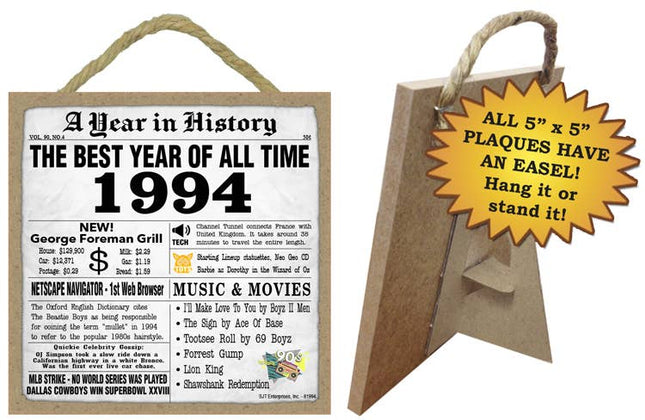 1994 A Year in History Plaques 5" x 5" wood plaque/sign