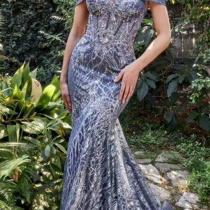 Andrea & Leo A1107 Long Off the Shoulder Lace Fit and Flare Gown