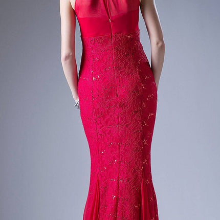 Cinderella Divine A1613 Halter High Neckline Long Formal Sheath Dress