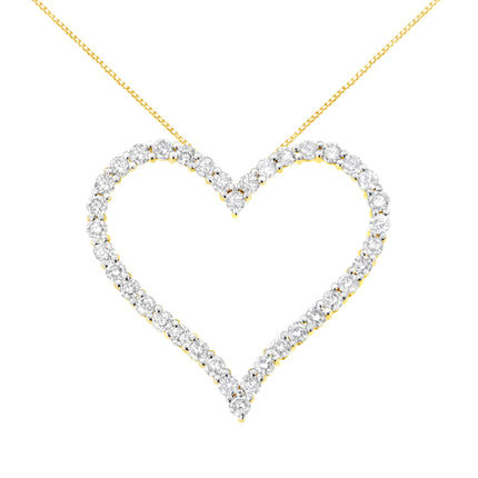 10k Yellow Gold Plated .925 Sterling Silver 3.0 cttw Round-Cut Diamond Open Heart Pendant Necklace (J-K Color, I1-I2 Clarity) - 18"