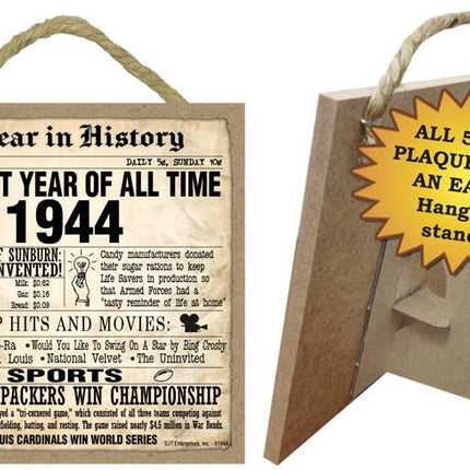 1944 A Year in History Plaques 5" x 5" wood plaque/sign