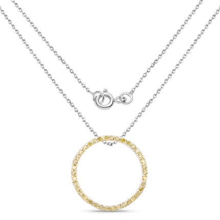 0.30 Carat Genuine Diamond Yellow .925 Sterling Silver Pendant