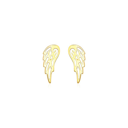 14k Yellow Gold Polished Wing Post Earrings