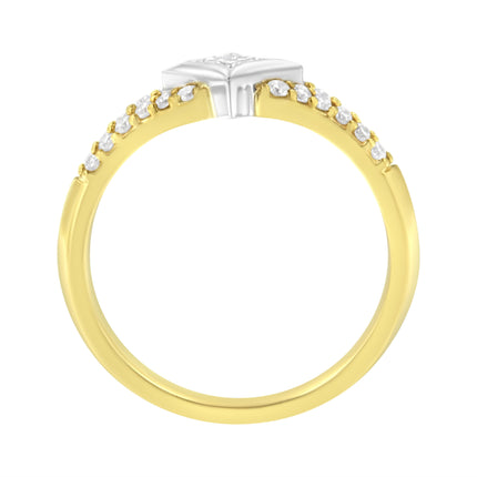 10K Two Tone Color 1/2 Cttw Diamond Kite and Split Shank Ring (H-I Color,SI2-I1 Clarity)