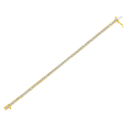 14K Yellow Gold Plated .925 Sterling Silver 3.0 Cttw Miracle-Set Diamond Tennis Bracelet (L-M Color, I2-I3 Clarity) - 7.25"