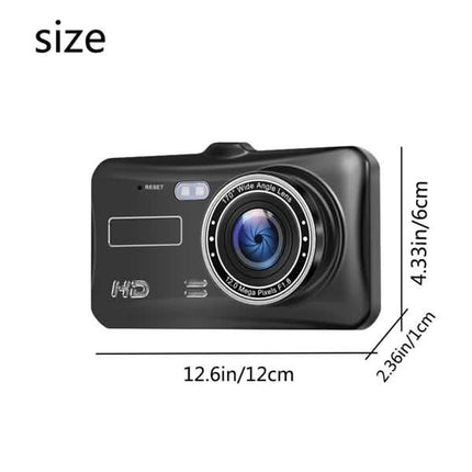 A6T 4-Inch 170° Wide Angle Full HD 1080P Car DVR Dual Lens Dash Cam Rear View Camera Video Recorder with Touch Screen