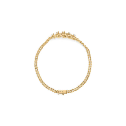 10K Yellow Gold 1/4 Cttw Round-Cut Diamond Basket Weave Rope Chain Style 7" Bracelet (H-I Color, I1-I2 Clarity)