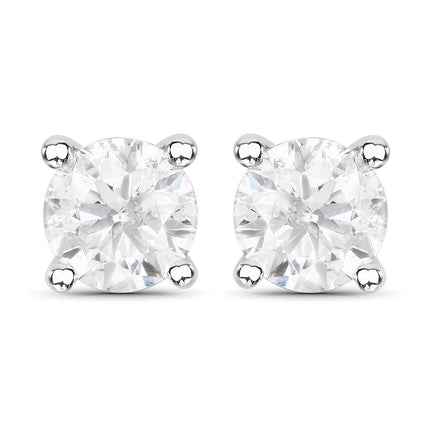 1.02 Carat Genuine White Diamond 14K White Gold Earrings