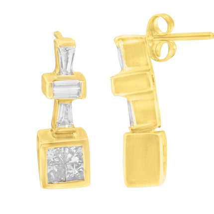 14K Yellow Gold 1 1/3 cttw Diamond Hoop Earrings (G-H, VS1-VS2)