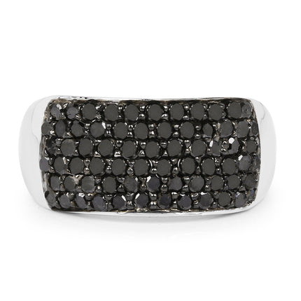 1.21 Carat Genuine Black Diamond .925 Sterling Silver Ring