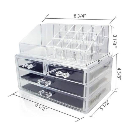 2-Pack: Acrylic Makeup Organizer Cosmetic Jewelry Display Box