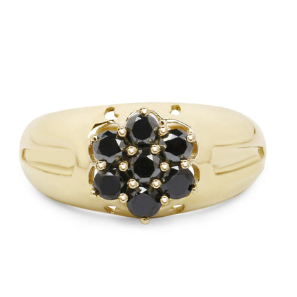 Black Diamond Ring 0.98 Carat in 14K Gold Plated 925 Sterling Silver – Elegant Statement Ring