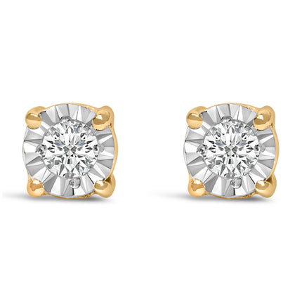 .925 Sterling Silver 1/10 Cttw Round Brilliant-Cut Lab Grown Diamond Miracle-Set Stud Earrings (F-G Color, VS1-VS2 Clarity)