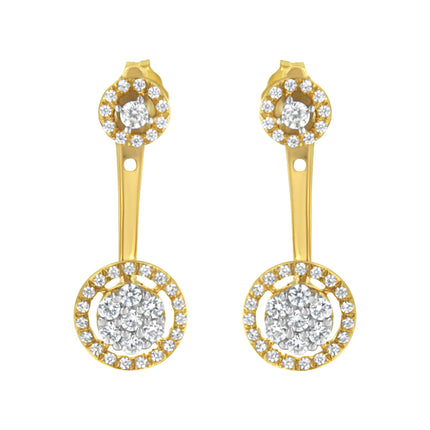 14K Yellow Gold Plated .925 Sterling Silver 5/8 Cttw Diamond Removable Stud and Dangle Earrings (I-J Color, I2-I3)