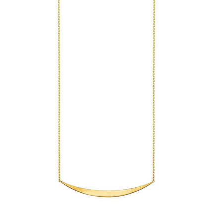 14k Yellow Gold Necklace with Polished Curved Bar Pendant