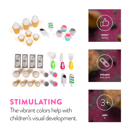 27 Piece Ice Cream Stop Kids Cart Playset