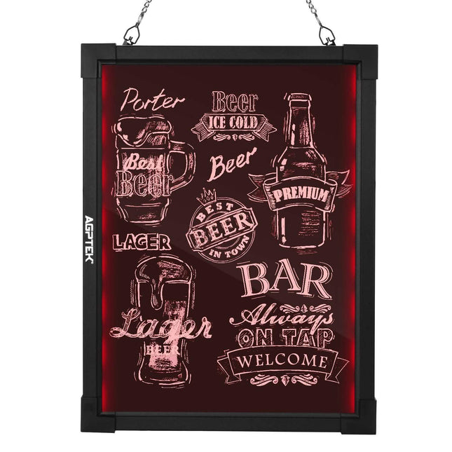 AGPtek 24"×16" LED Message Board Illuminated Erasable with Remote Control