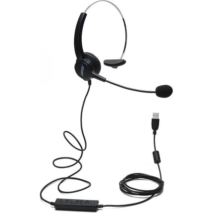 AGPtEK Call Center Hands-Free Noise Cancelling Corded Monaural Headset with Mic Mircrophone