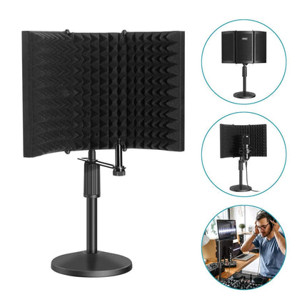 AGPtEK Compact Microphone Isolation Shield+Desk Mic Stand