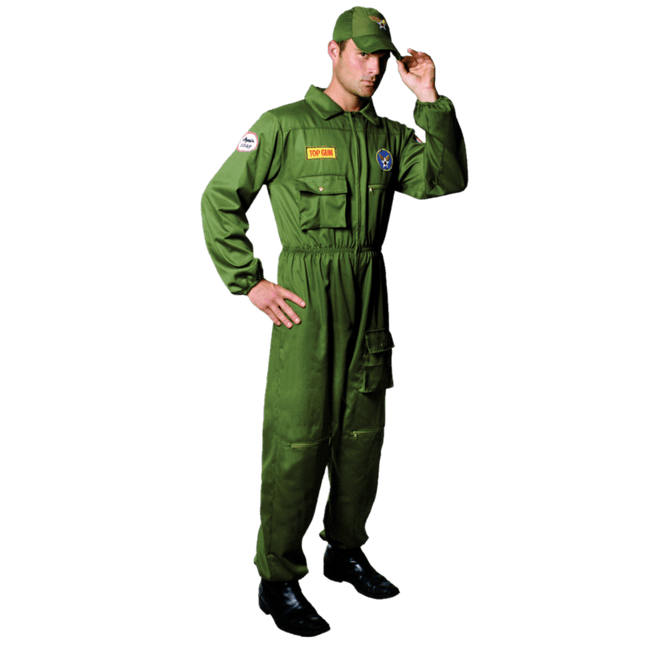 Adult Air Force Pilot Costume with Flight Suit and Aviator Accessories
