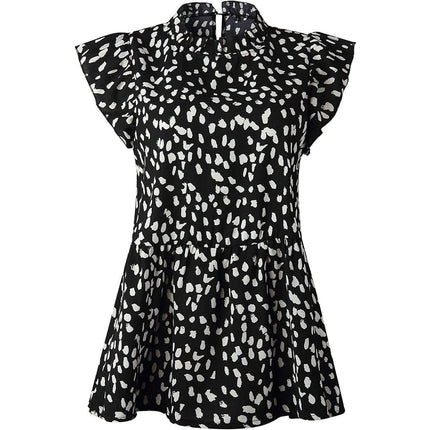 Angashion Women's Casual Floral Print Babydoll Blouse Tunic Tops