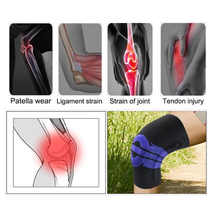 Anti Slip Springs Stabilizers Knee Compression Support Sleeve With Patella Gel Pad